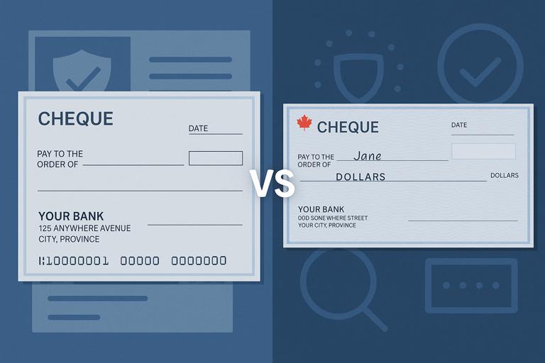 تفاوت میان انواع چک در کانادا